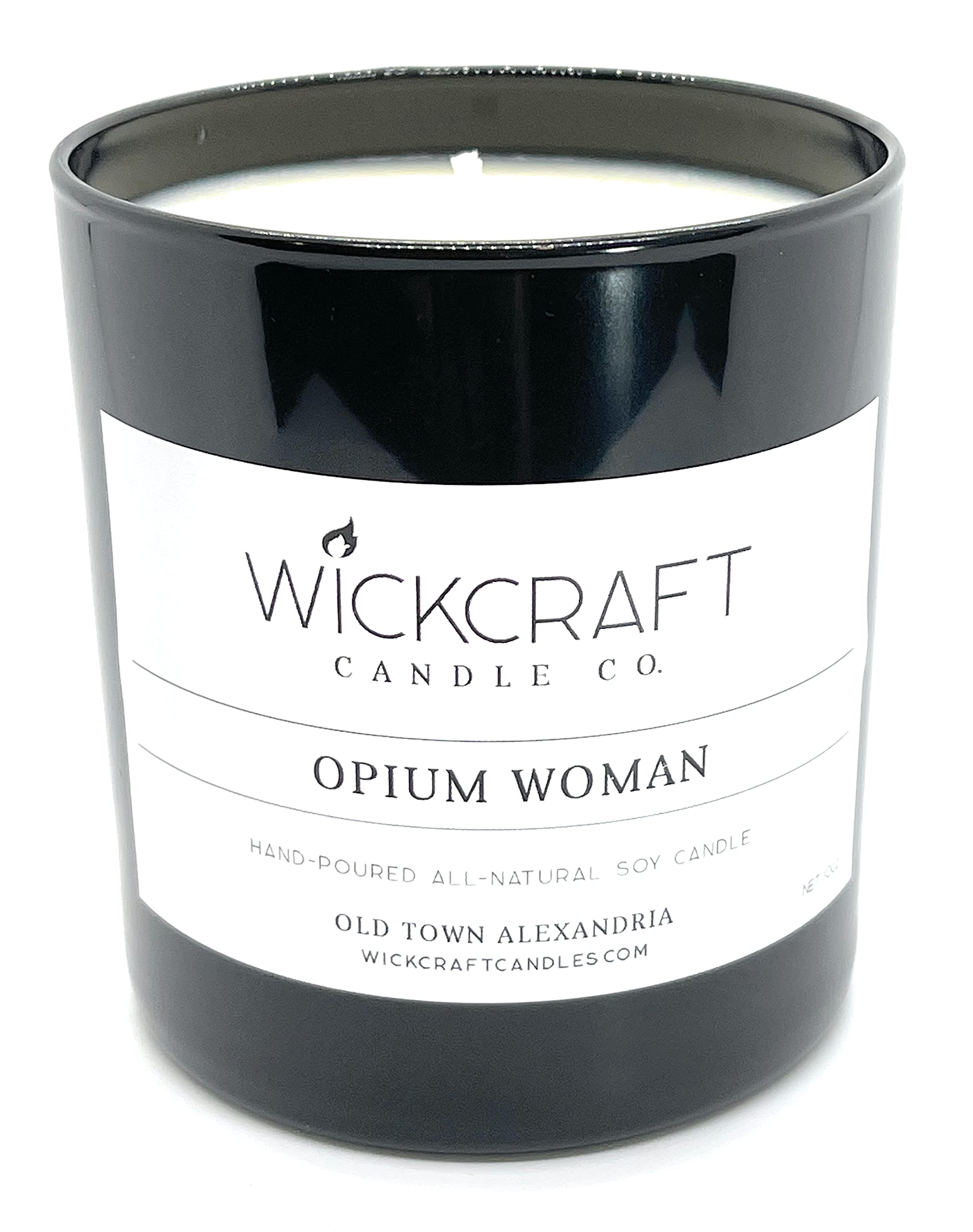 WickCraft Opium Woman soy candle 16 oz black jar