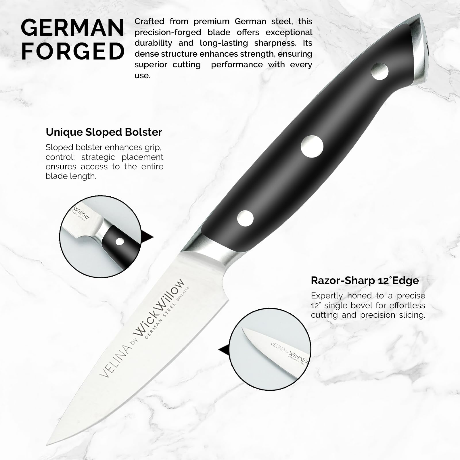 German steel DIN1.4116 paring knife peeling trimming