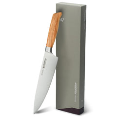 WICKWILLOW 8 Inch Chef Knife with Italian olive wood handle