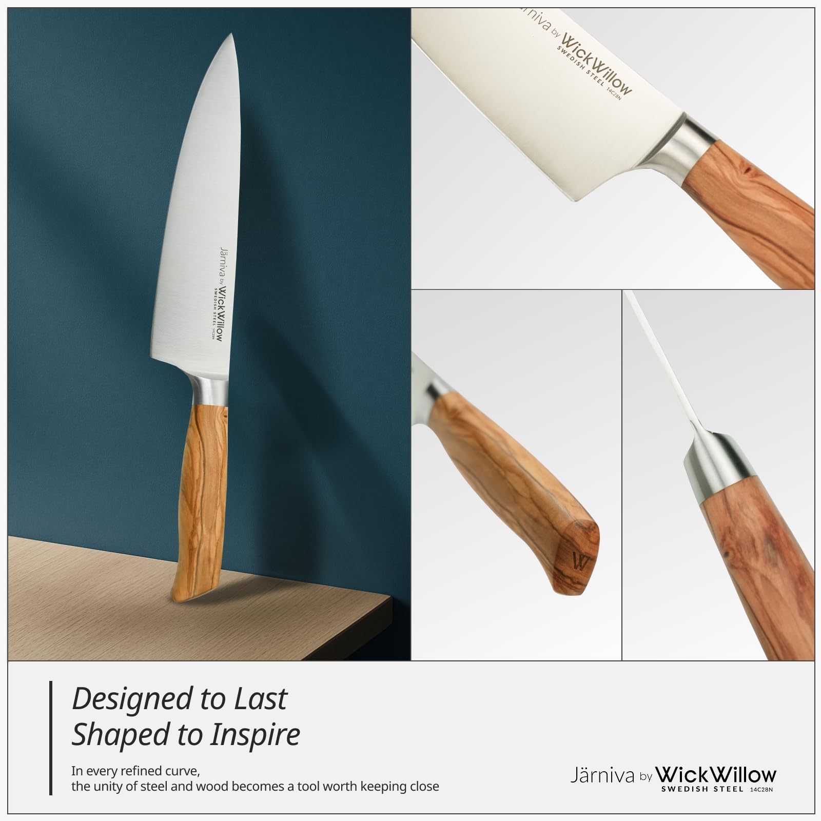 Gift-ready WICKWILLOW chef knife in elegant box