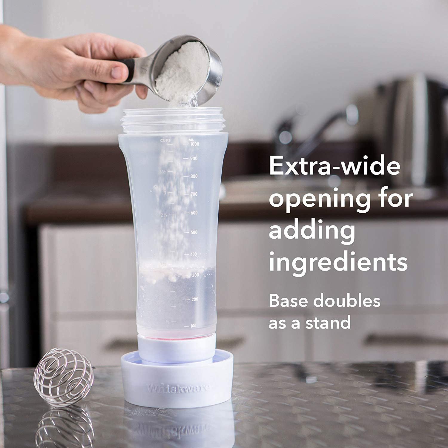 Dispenser with detachable bottom and wide aperture