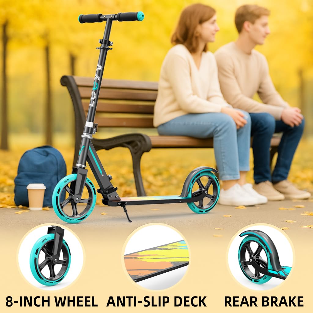 Wide anti-slip deck supports up to 240 lbs