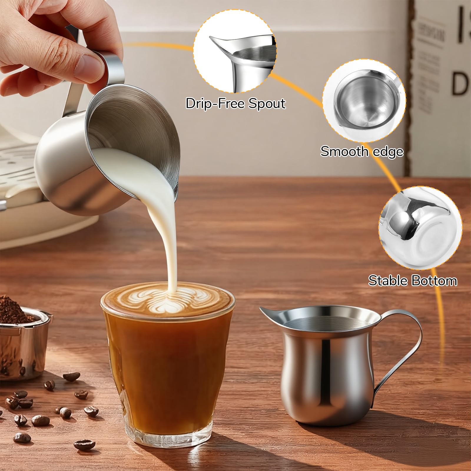 Mini creamer pitcher for milk coffee and sauces
