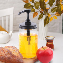 Wide mouth mason jar pump lid pouring control