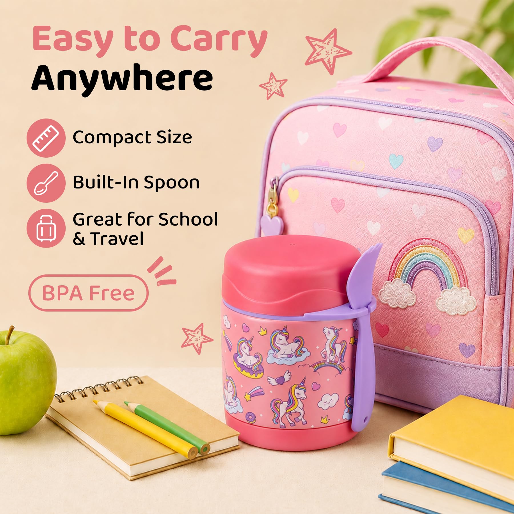 wide mouth stainless steel lunch box kids 10oz