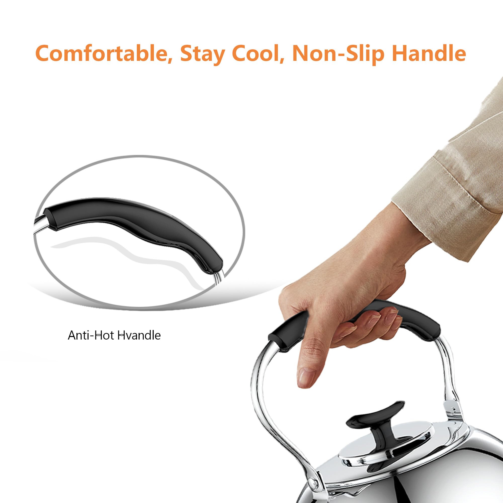 Wide mouth tea kettle easy filling