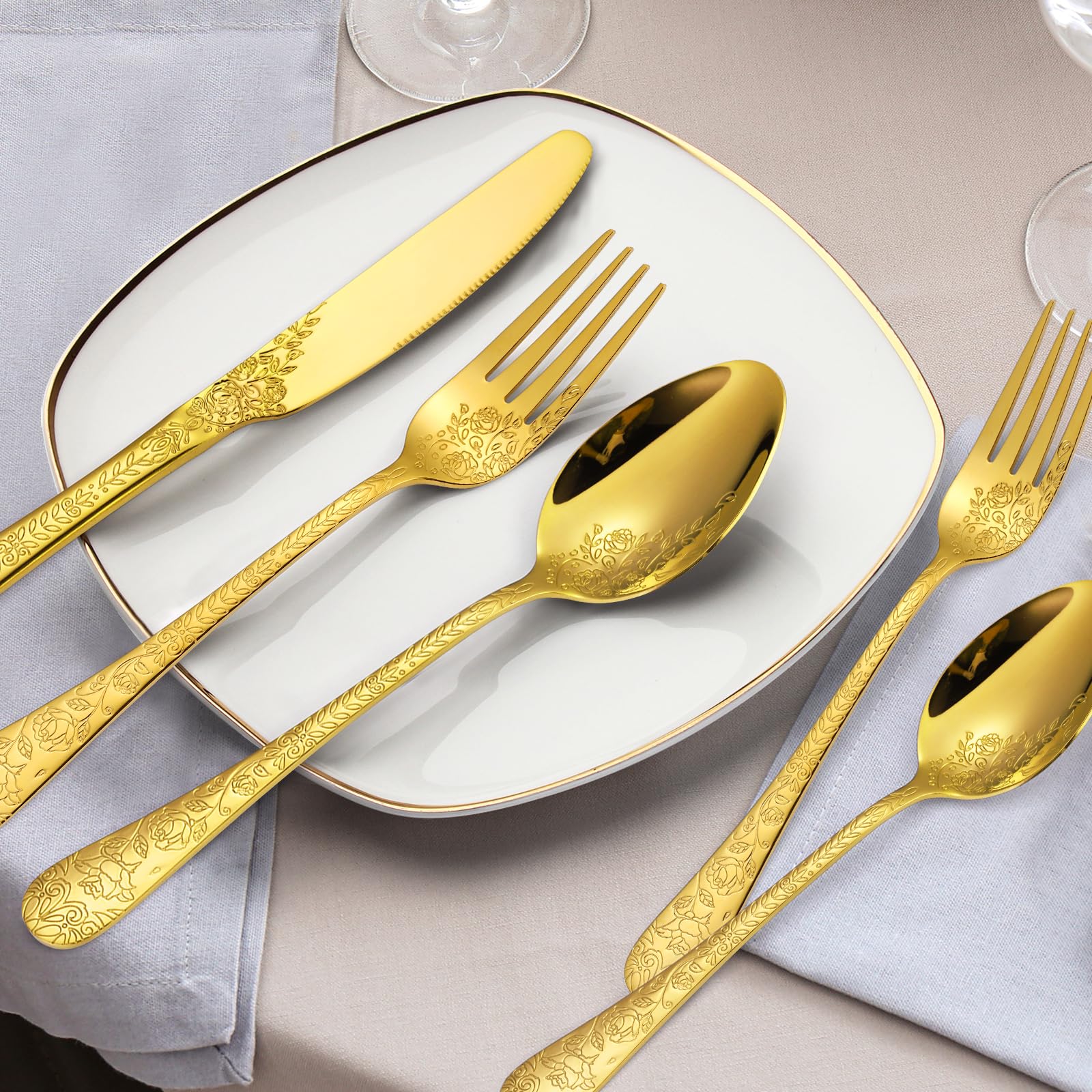 Wide round handle flatware close up image