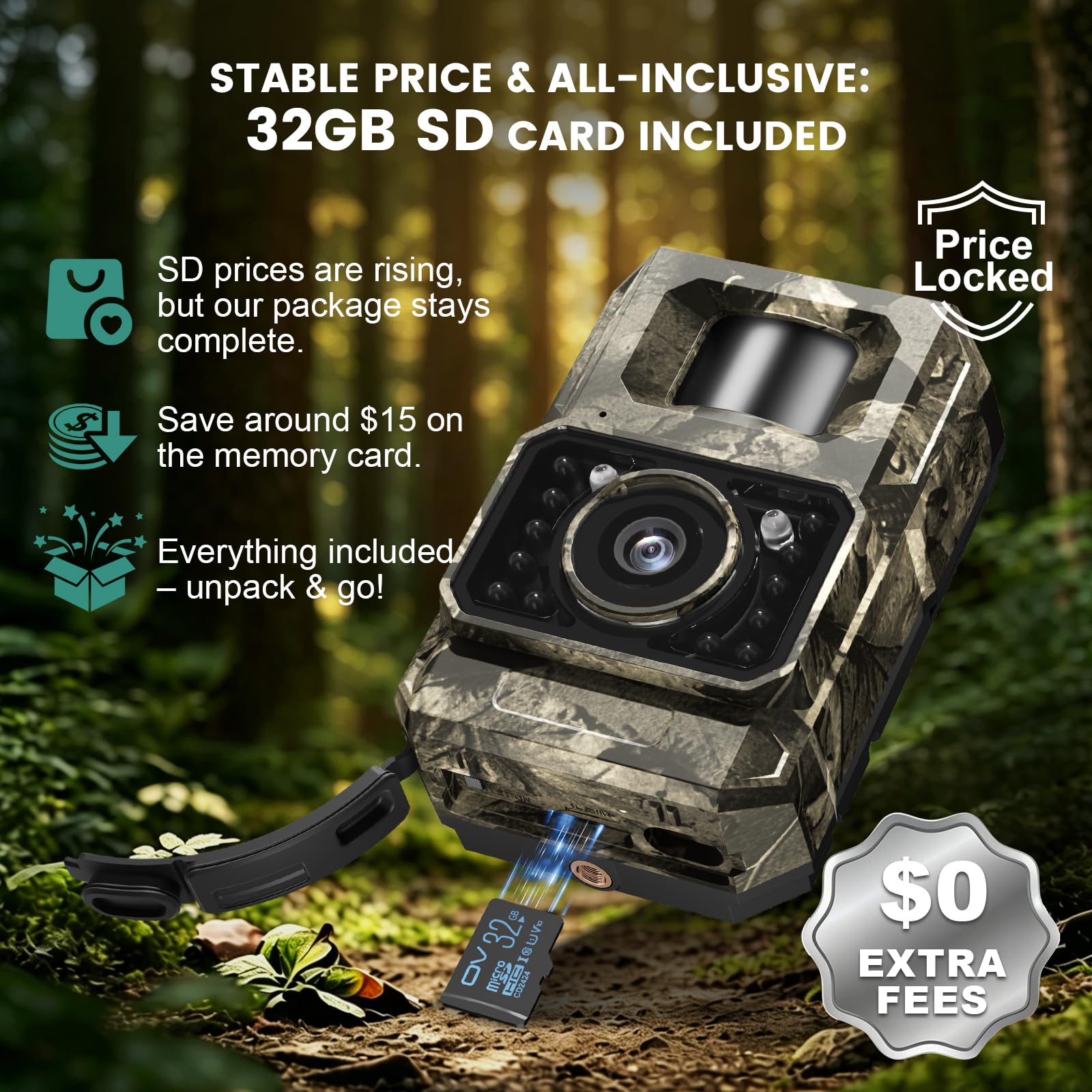 Low glow night vision up to 65 ft with 850nm LEDs