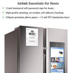 Wi-Fi network and password sign with magnetic backing