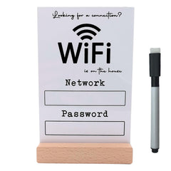 Wifi Password Sign 4x6 acrylic sign with wooden base for table display
