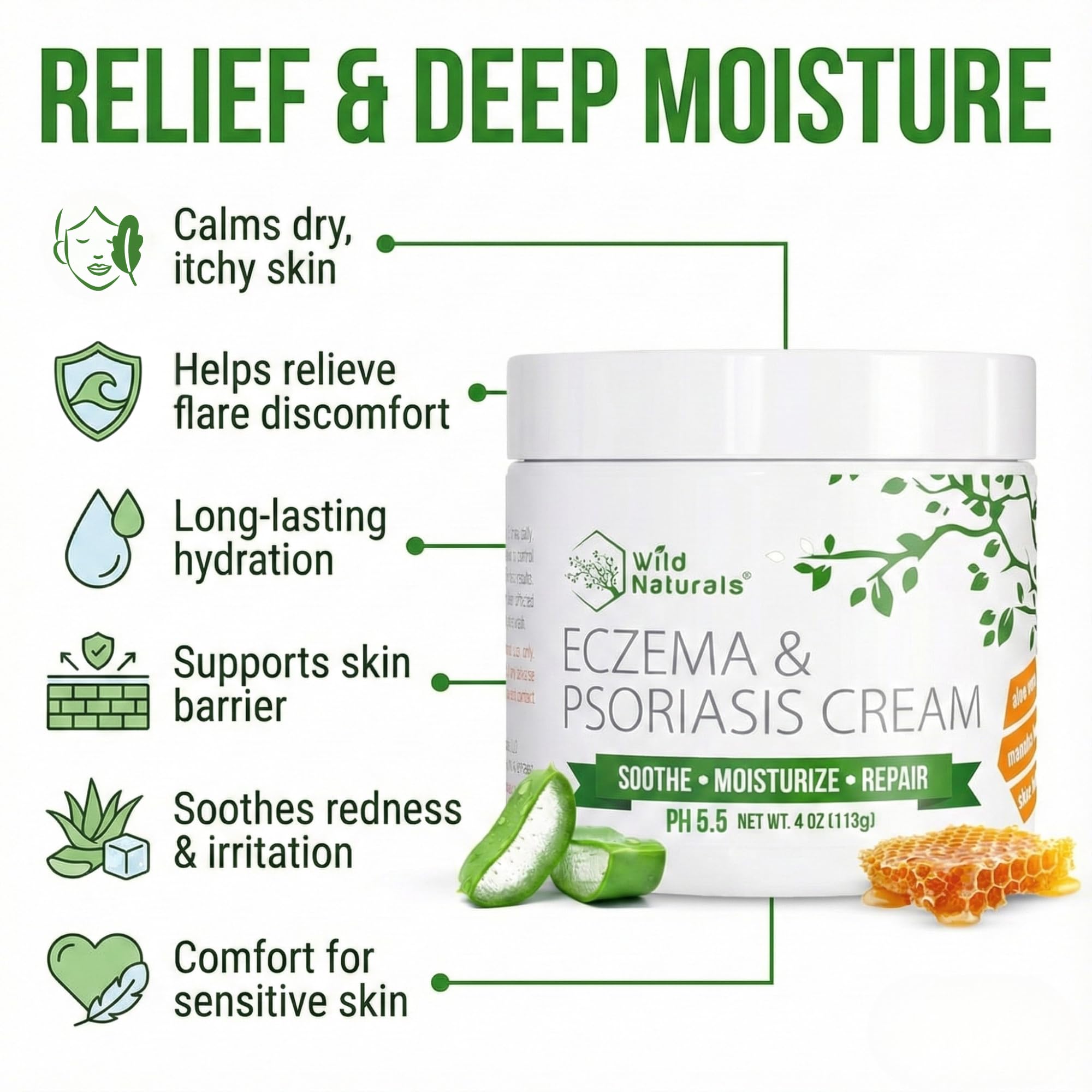 Eczema and psoriasis relief cream with manuka honey