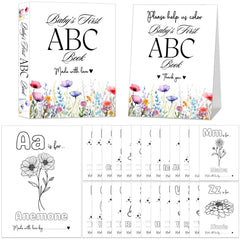 Wildflower Baby Shower ABC Coloring Book cover with floral design