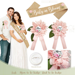 Bow foil balloon included in Baby in Bloom decorations