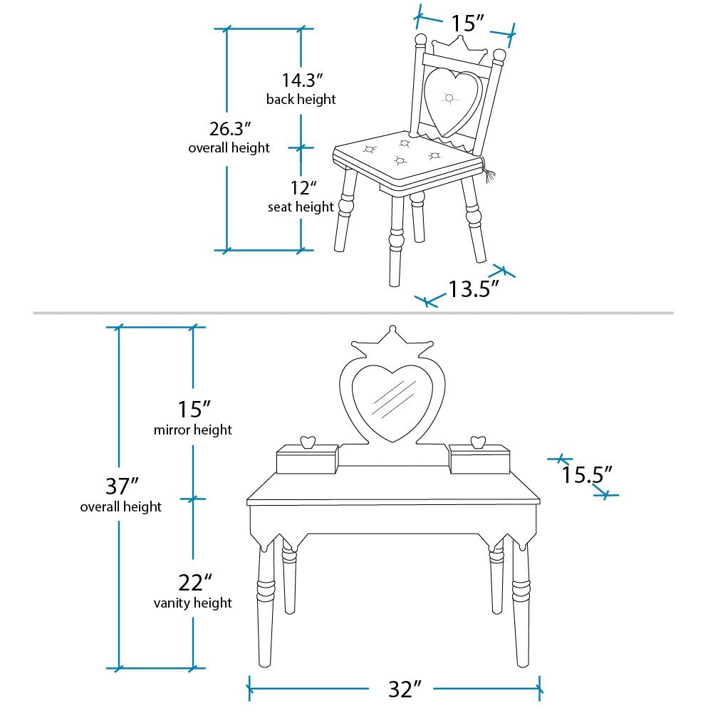 Packaging and assembly instructions for Wildkin vanity set