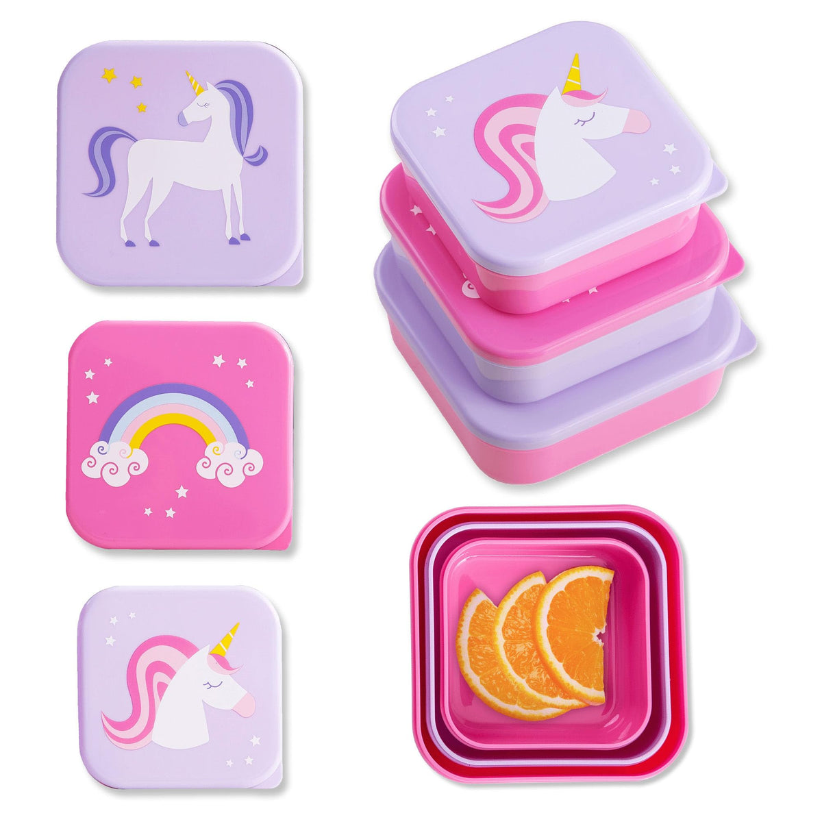 Wildkin nesting food containers for kids unicorn 3pc set