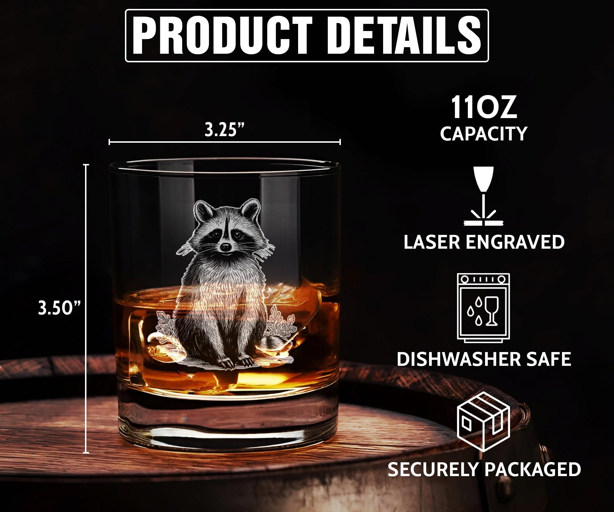 Wildlife themed whiskey glass barware gift alt text