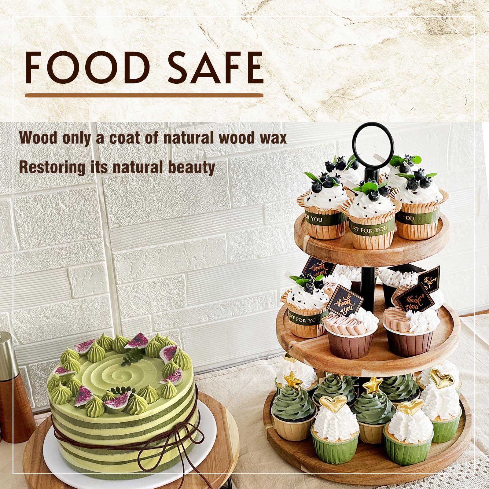 WILDMOS tea party wedding dessert display on wood tray