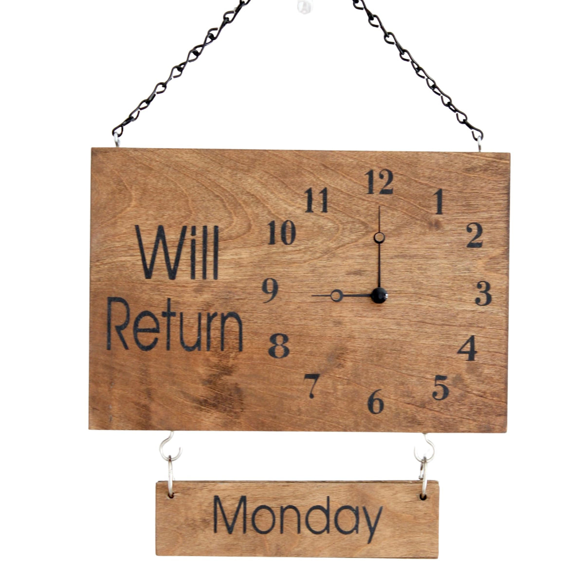 Will Return Soon Stained Clock Sign Double Sided front view