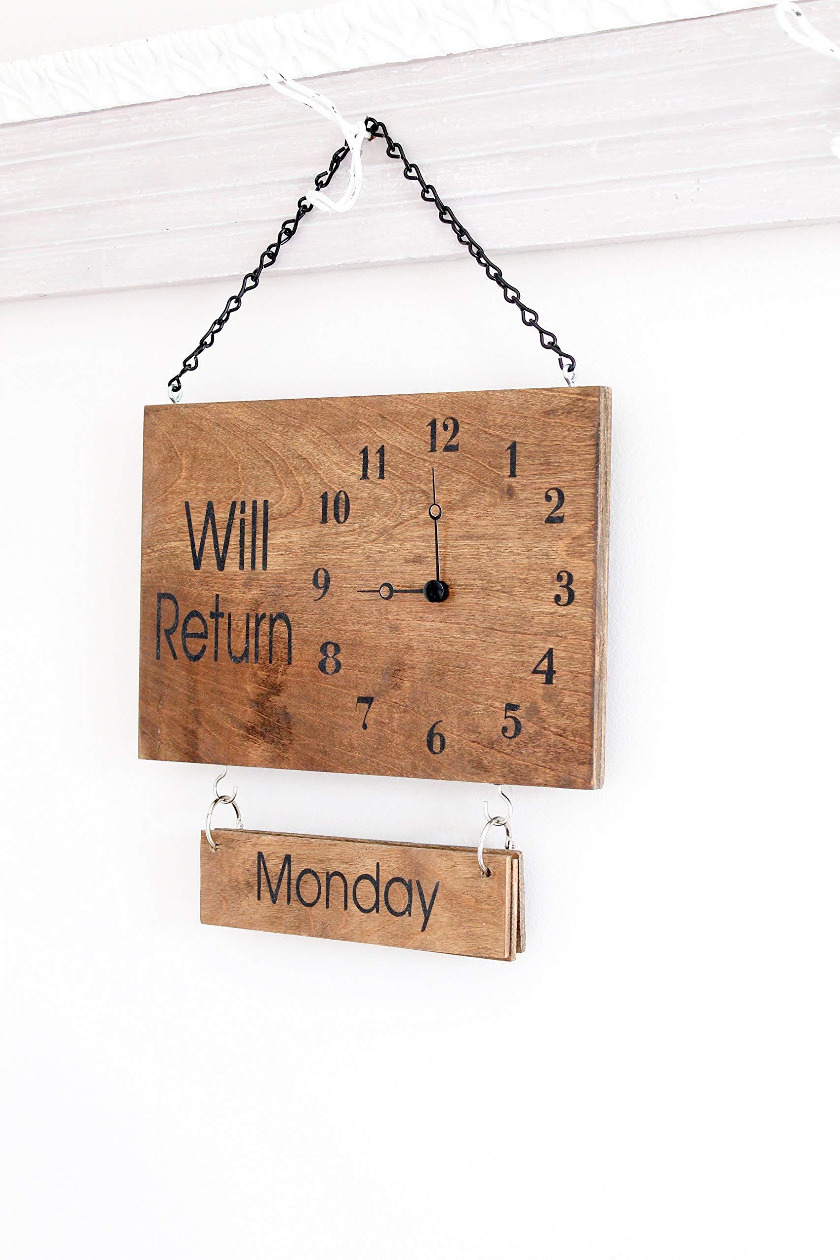 Will Return Soon Stained Clock Sign Double Sided back view