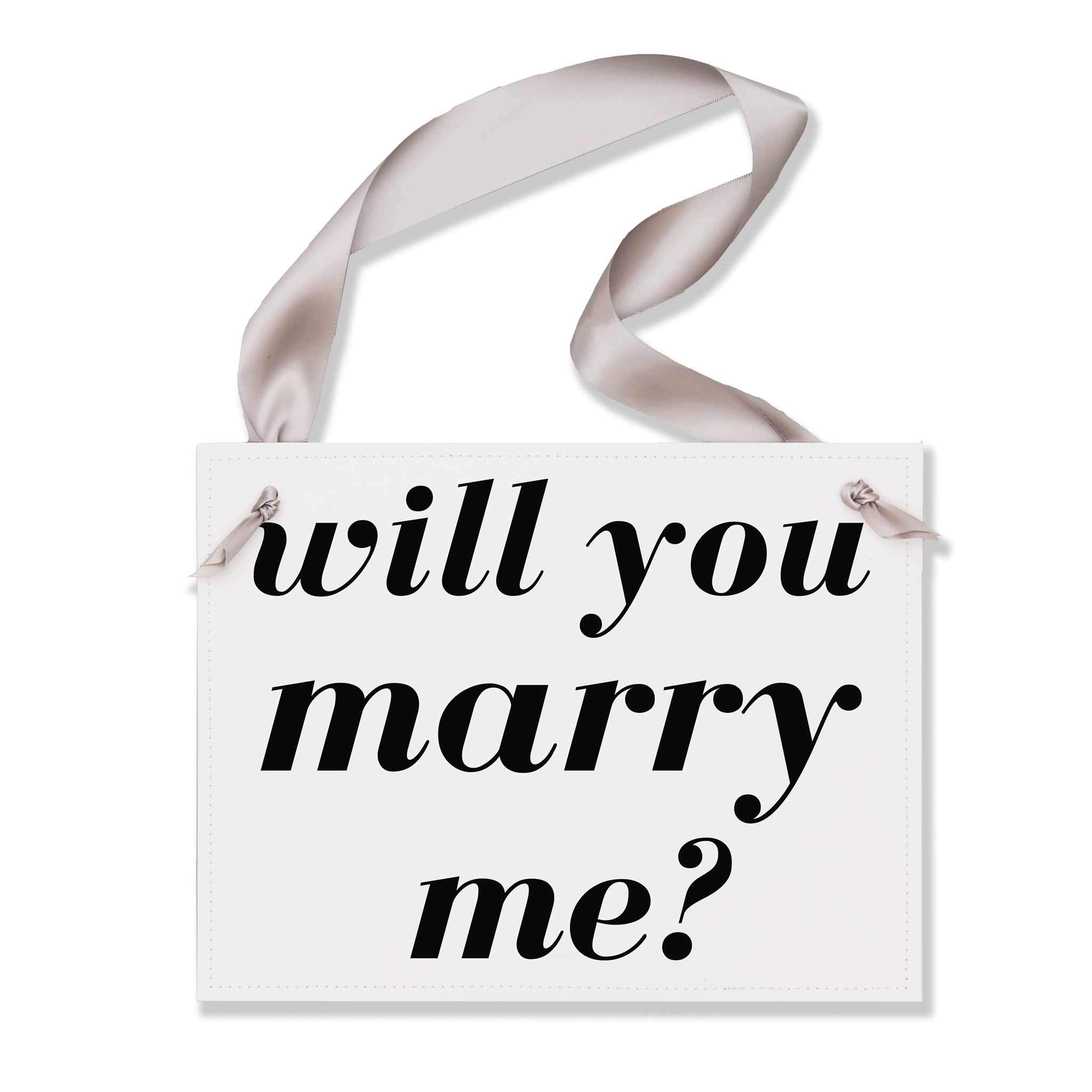Will You Marry Me Sign for wedding proposal on ivory paper with black ink