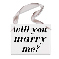 Will You Marry Me Sign for wedding proposal on ivory paper with black ink