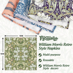 William Morris floral cloth napkins 18x18 polyester fabric