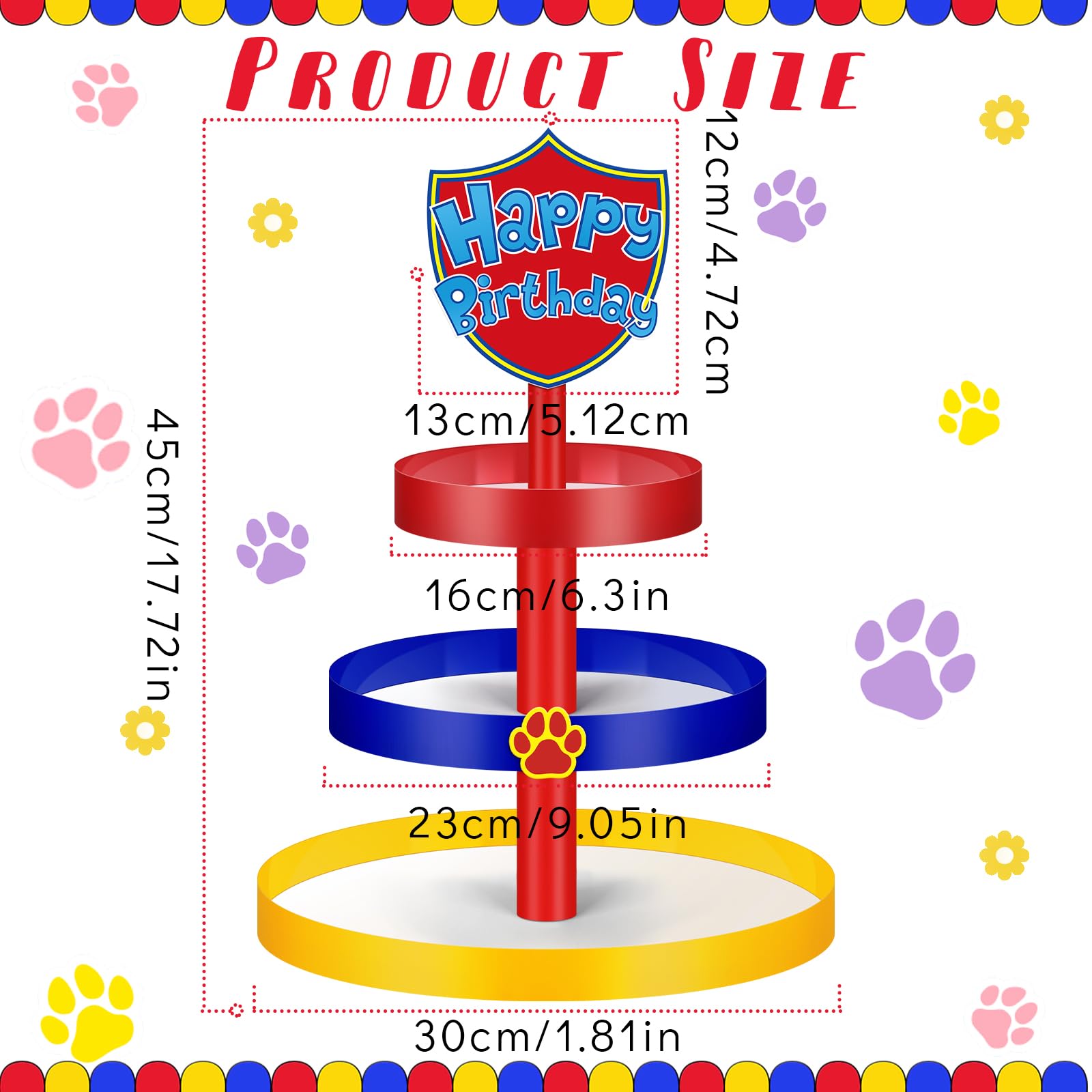 Red paw print Willinglong cupcake stand 16cm