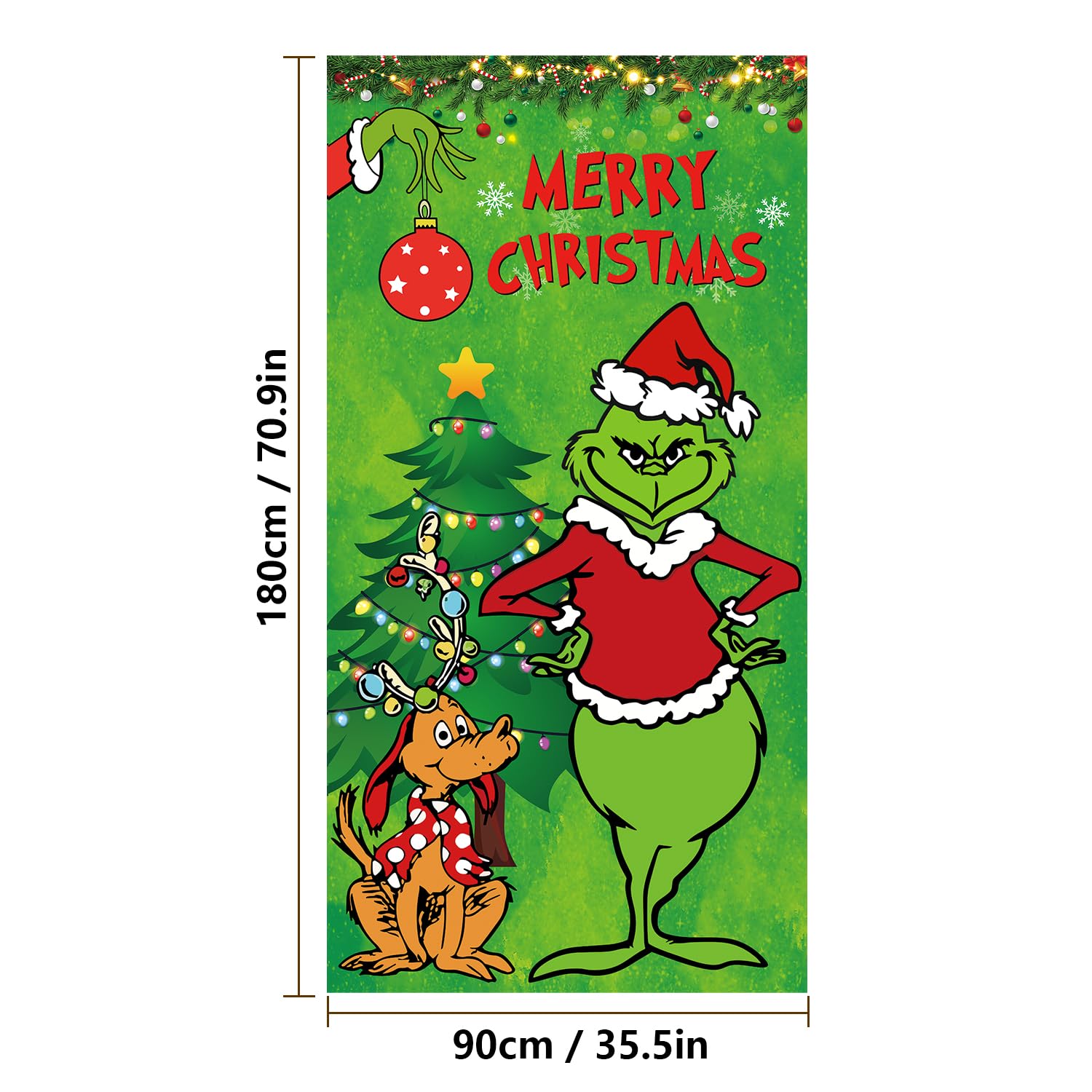 Door banner with four bottom grommets for wind resistance