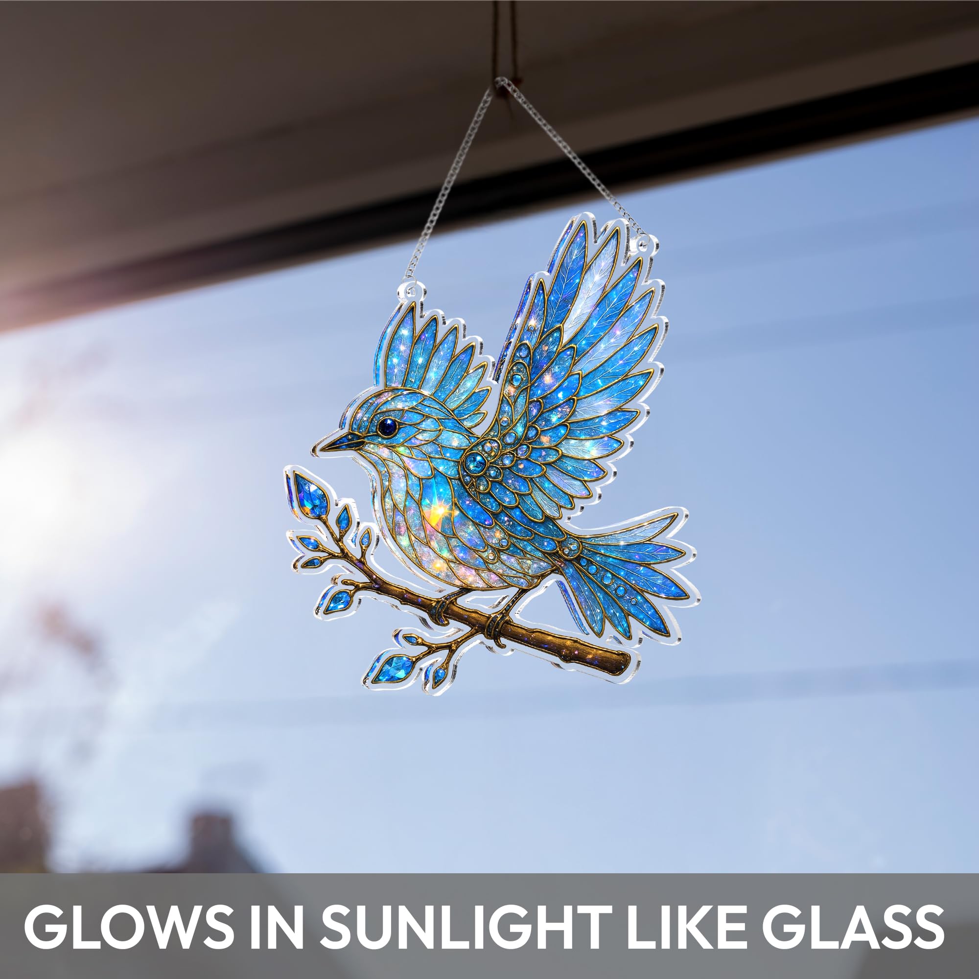 Crystal peace bluebird suncatcher color tones