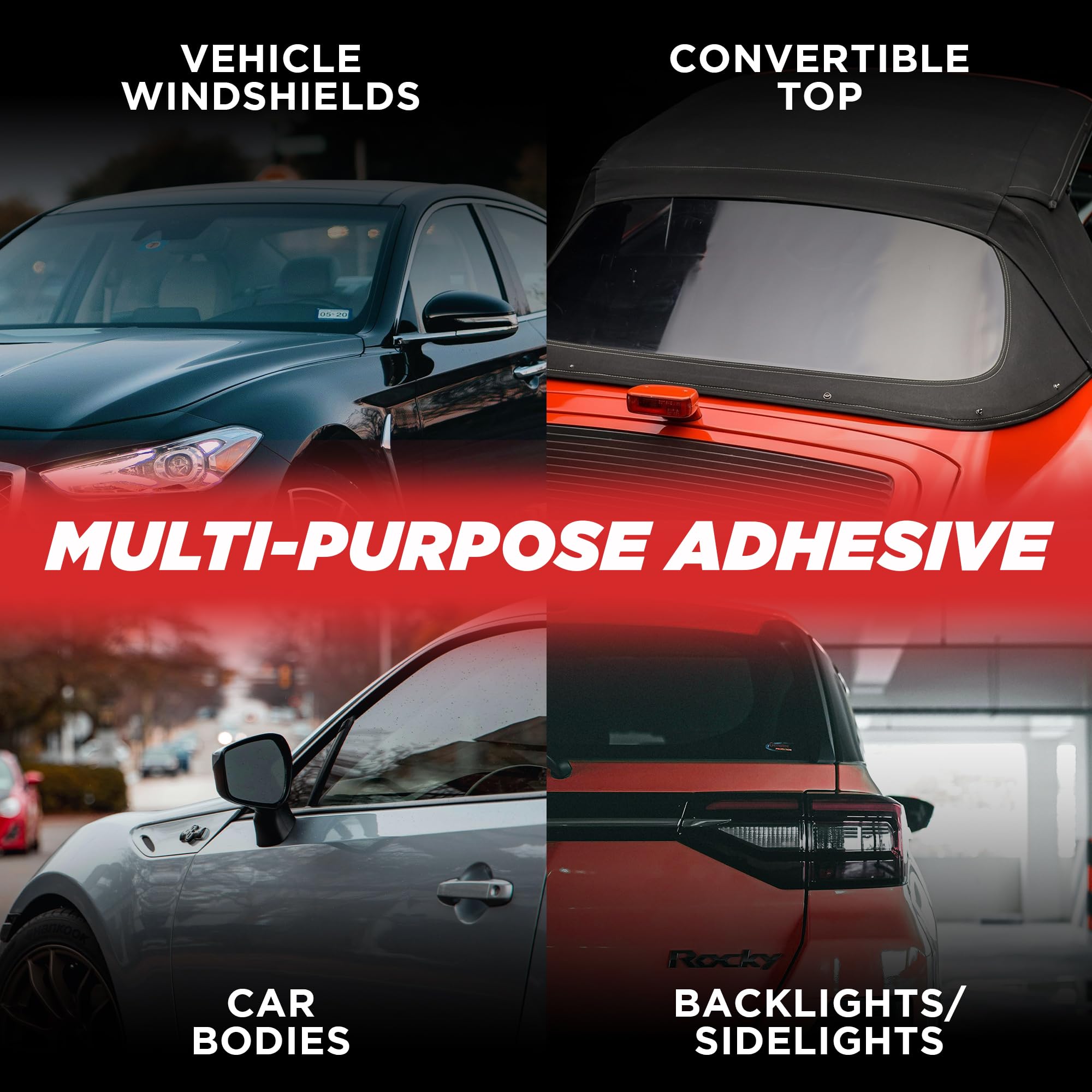Multipurpose automotive adhesive for glass edges and backlights