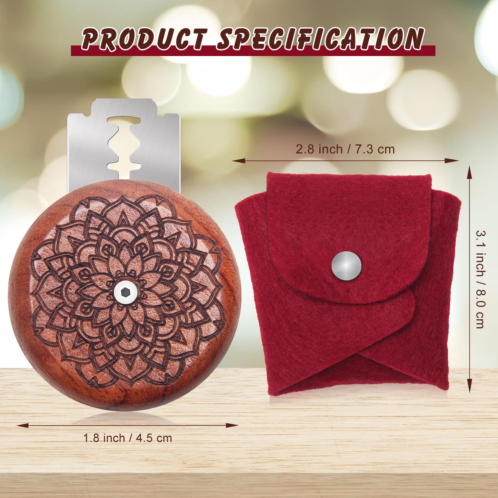 Wooden bread lame grip with carved pattern