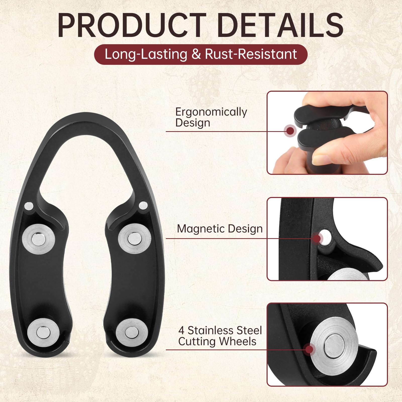 magnetic design wine foil cutter attaches to refrigerator