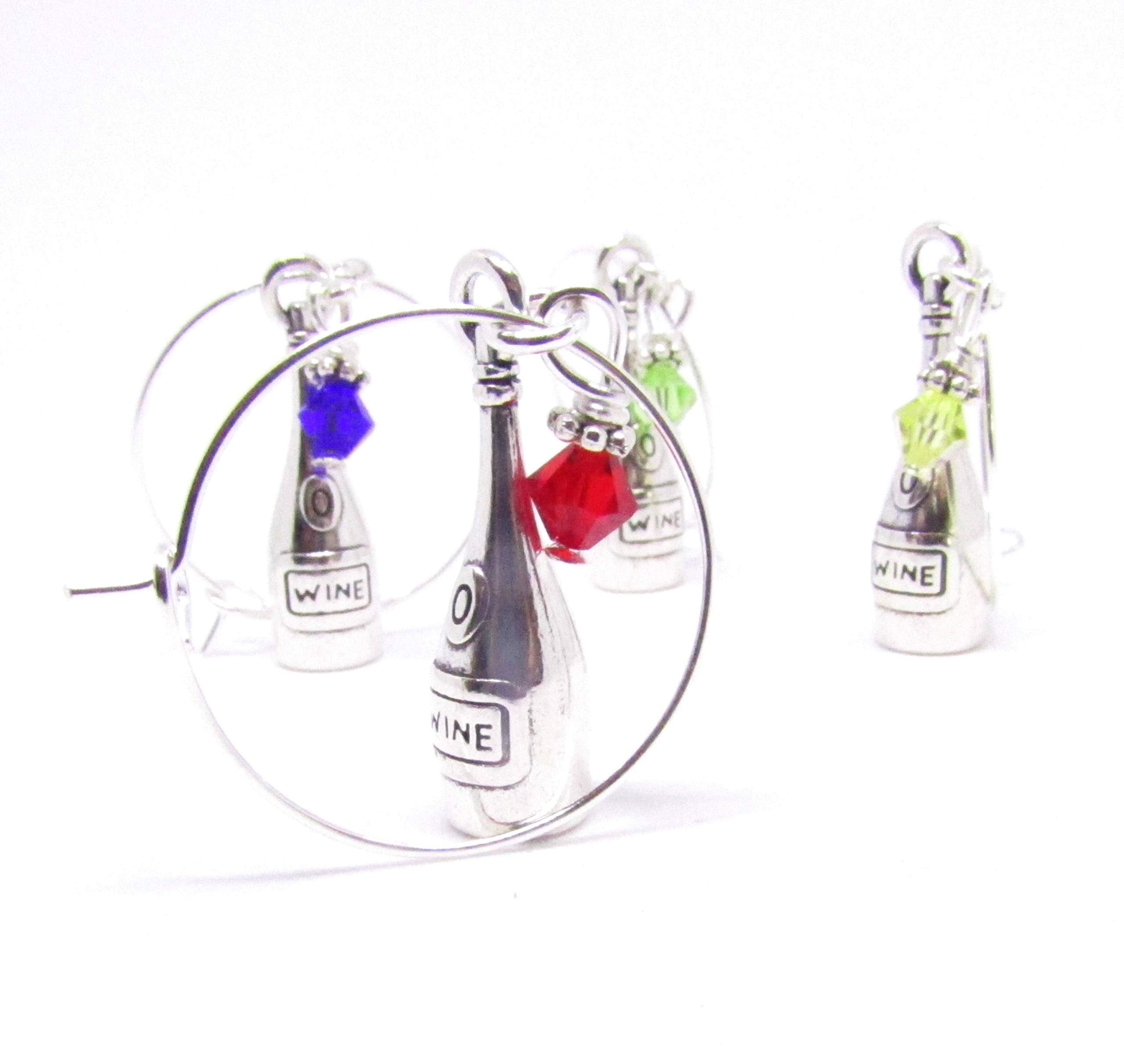 Wine tasting party decor with wine bottle charms