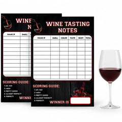 Wine tasting scorecards 25 cards front view