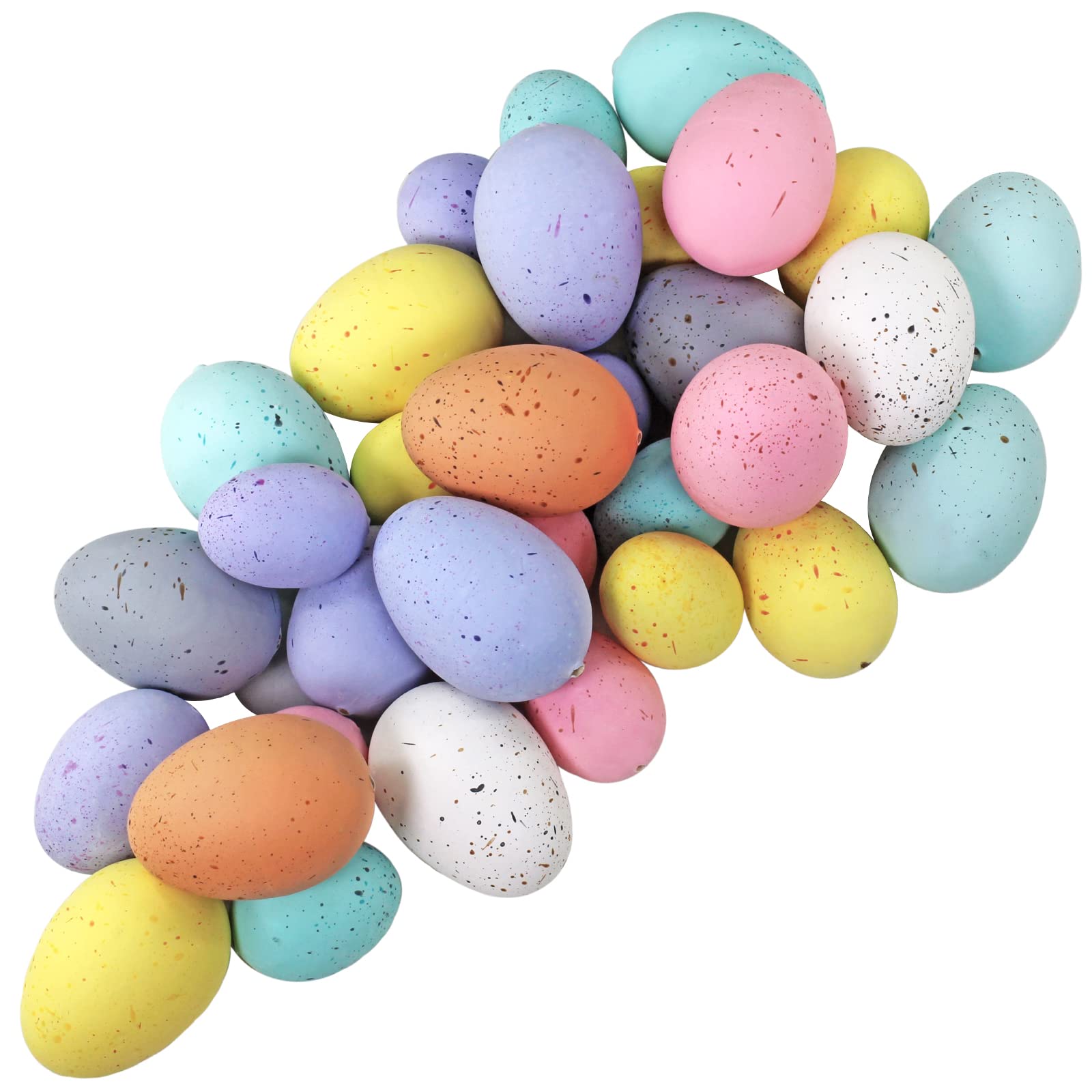 Winlyn assorted foam speckled eggs 32pcs in 8 pastel colors