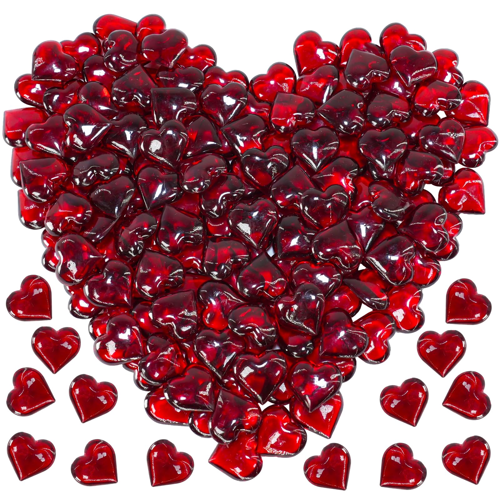 Winlyn ruby red acrylic heart gems 0.8 inch diameter