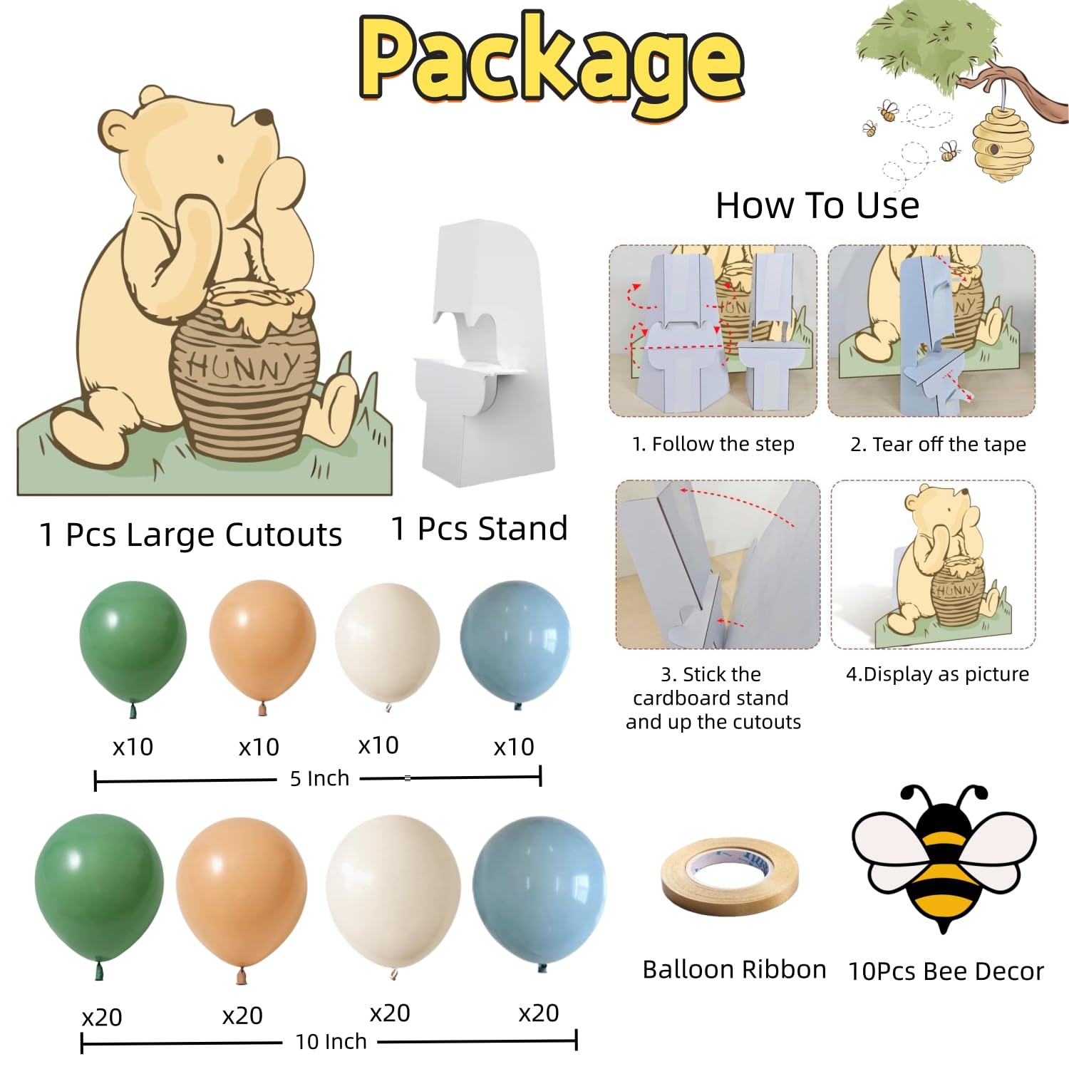 Large Winnie cutout with stand ready for photos