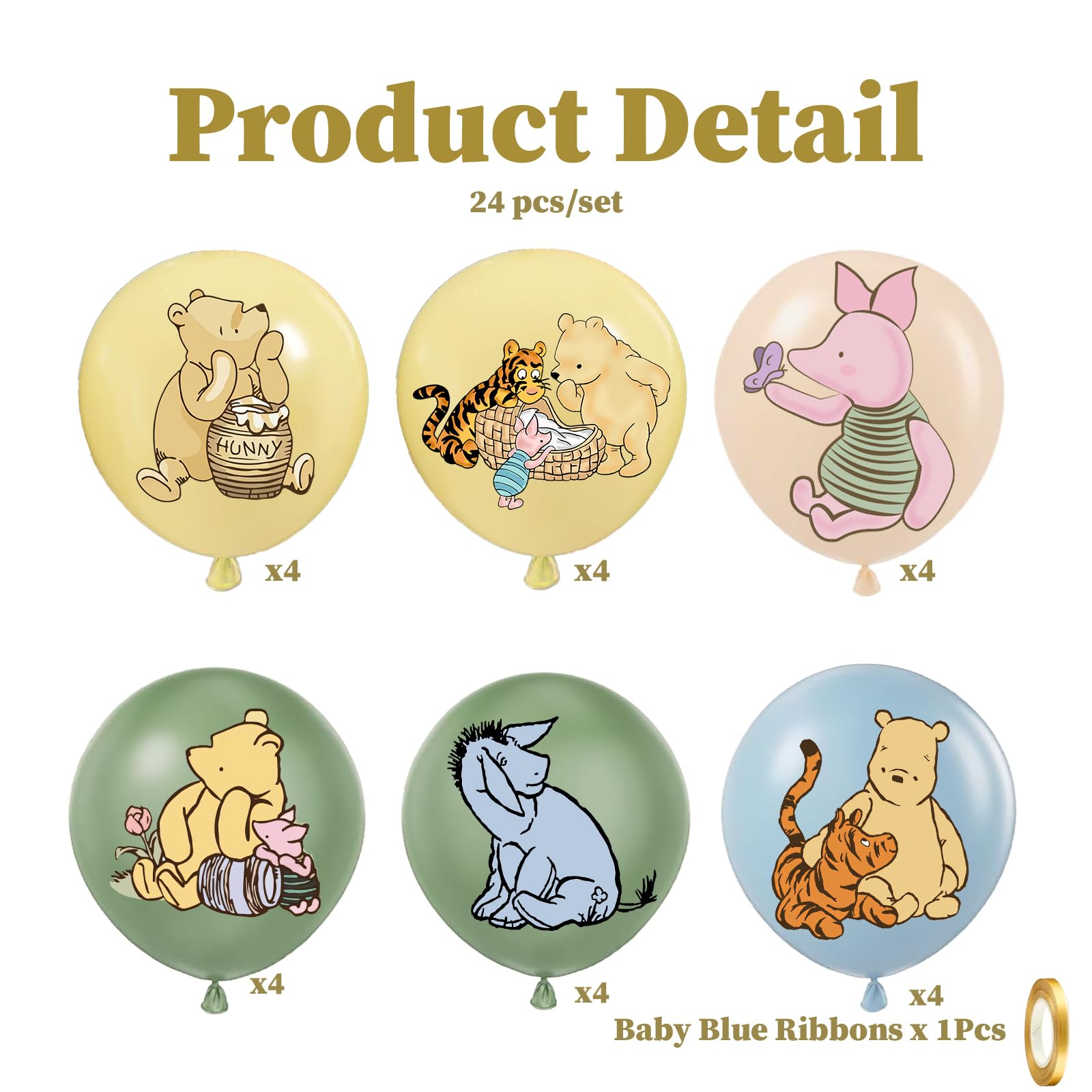 Winnie Balloons birthday party 12inch latex set