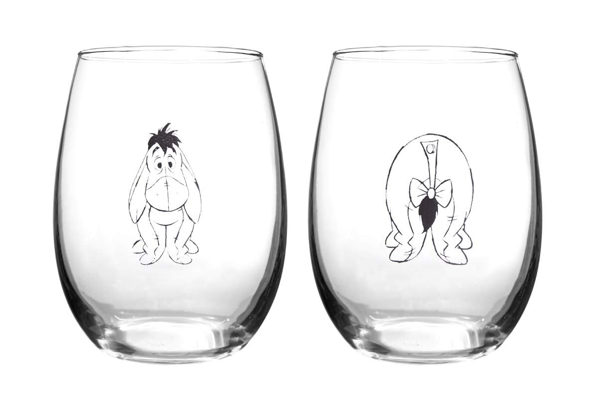 Winnie the Pooh Eeyore wine glass set two pack 16 oz