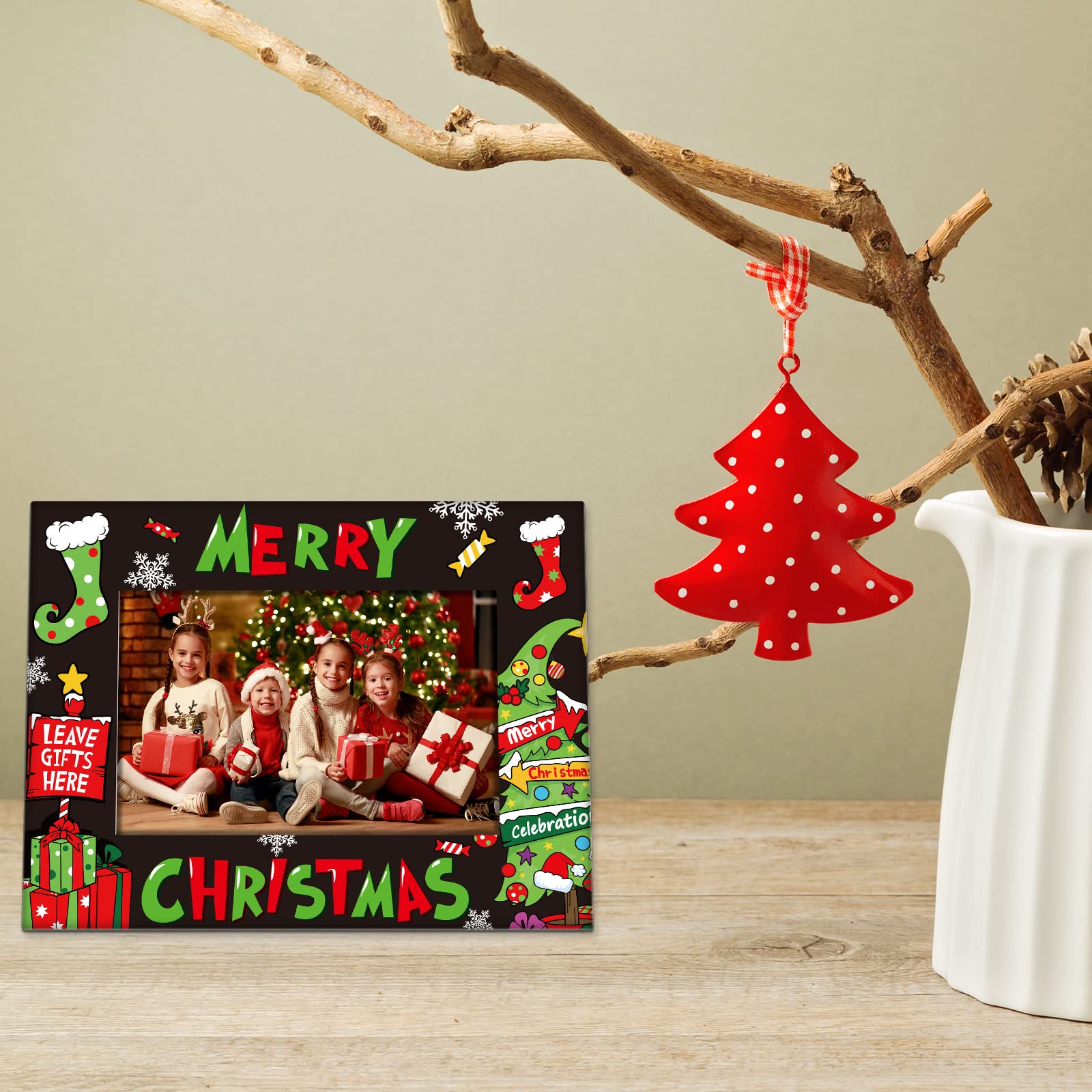 Winter decor ceramic photo frame suitable for desk or shelf