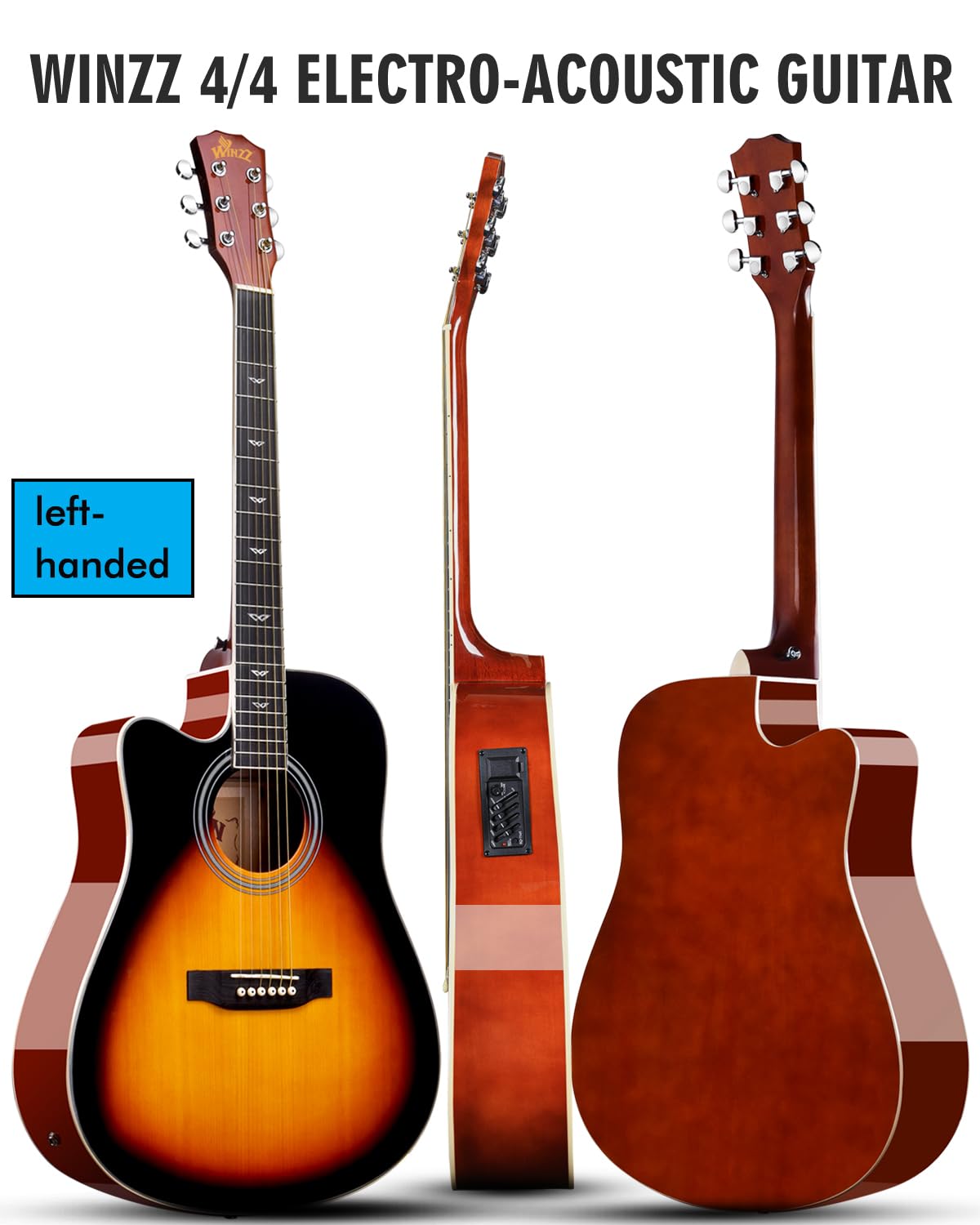 Dreadnought body with gloss sunburst finish