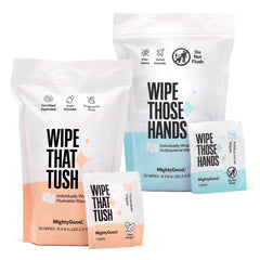 Product packaging for Wipe Those Hands & Wipe That Tush Travel Combo Pack with two 30-pack sets