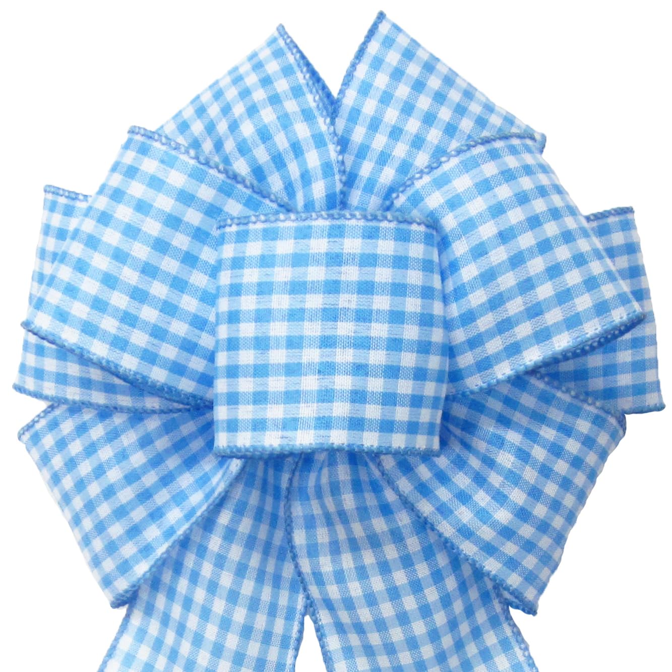 Gingham bow with 6 loops and back attachment wires