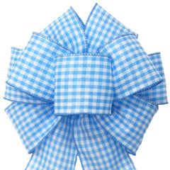 Gingham bow with 6 loops and back attachment wires