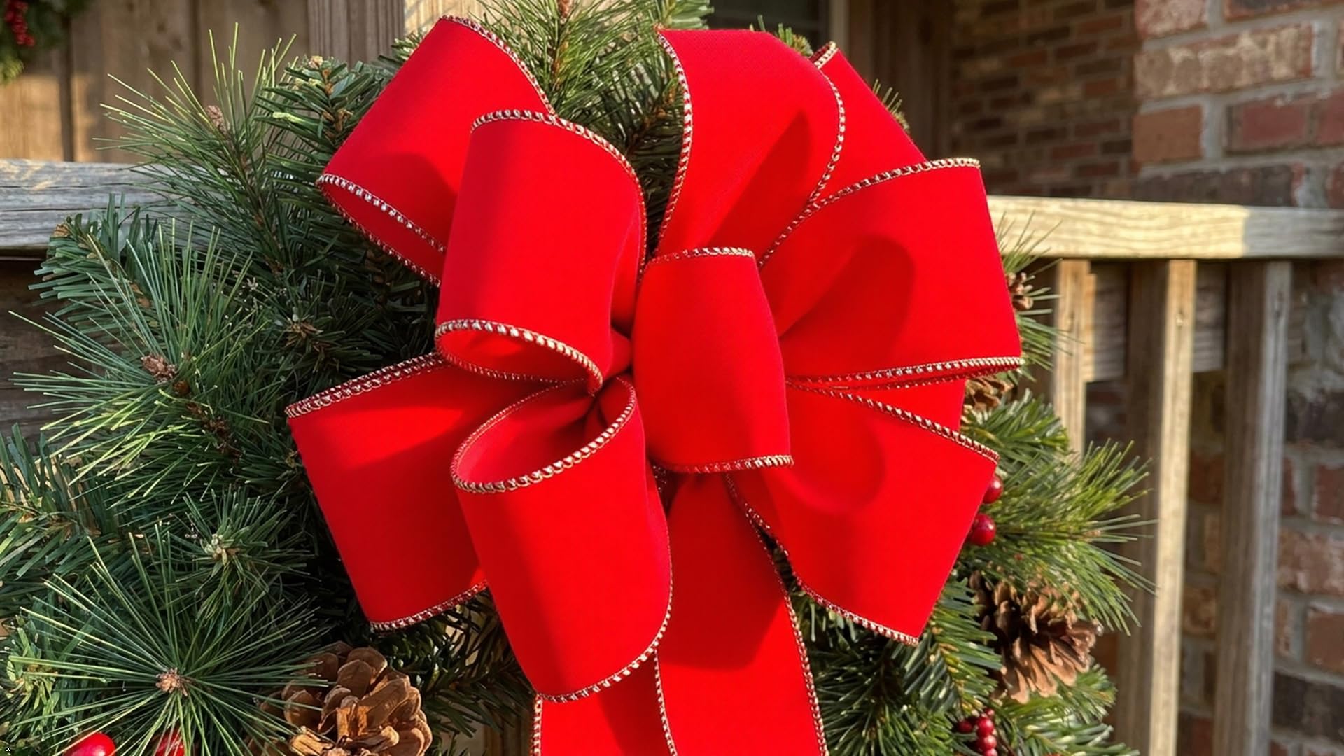 outdoor ready red velvet bow for trees