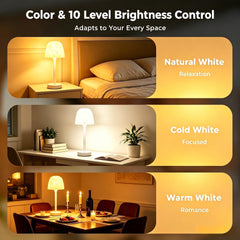 Wireless battery powered lamp on a bedside table