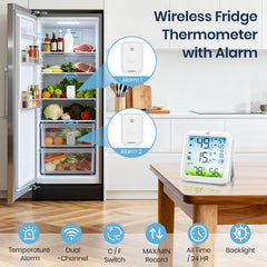 Wireless freezer thermometer with 2 sensors