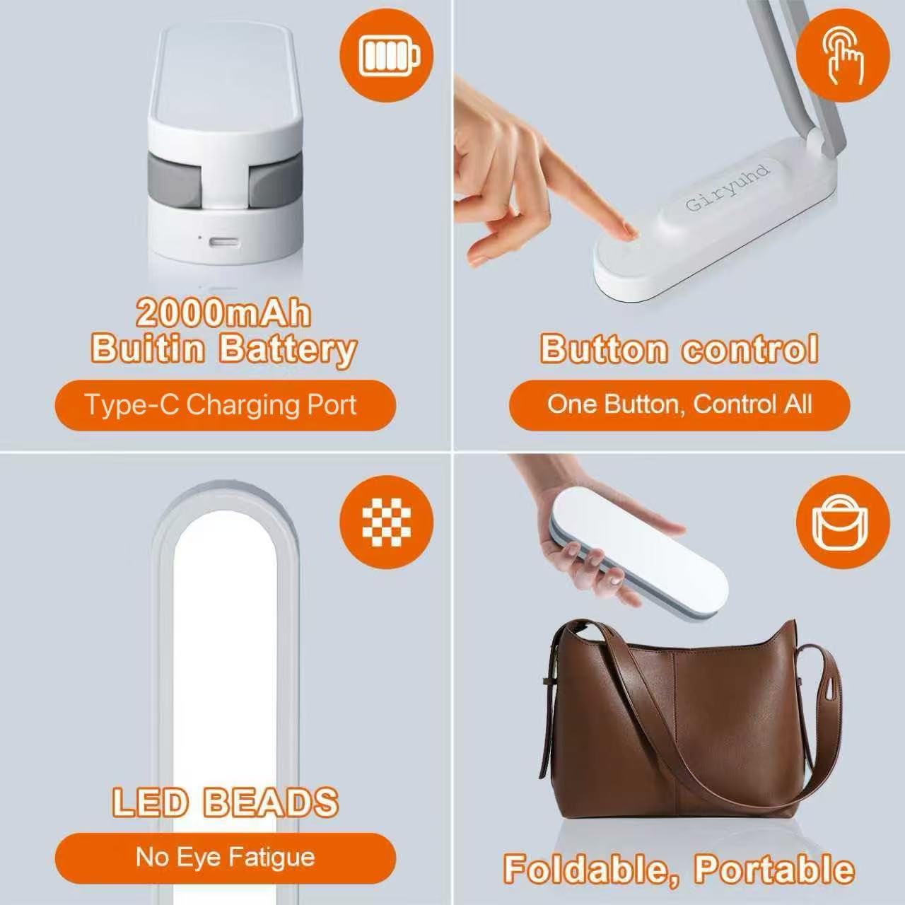 3 level brightness dimmable light with 21 lamp beads