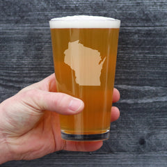 Product boxed in protective packaging for Bevvee Wisconsin State Outline Pint Glass
