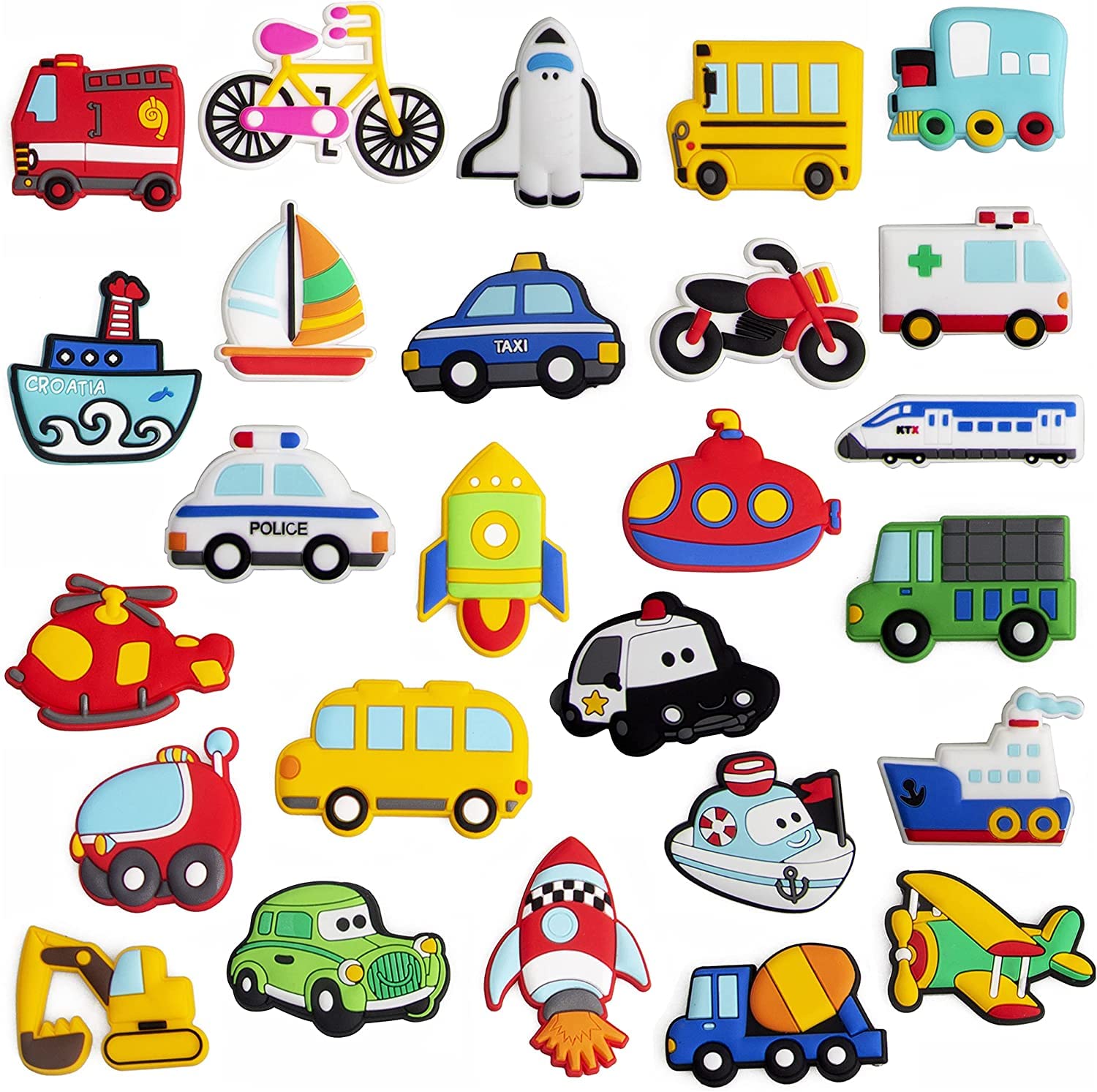 WISESTAR 26PCS Transports rubber fridge magnets aircraft and boats set